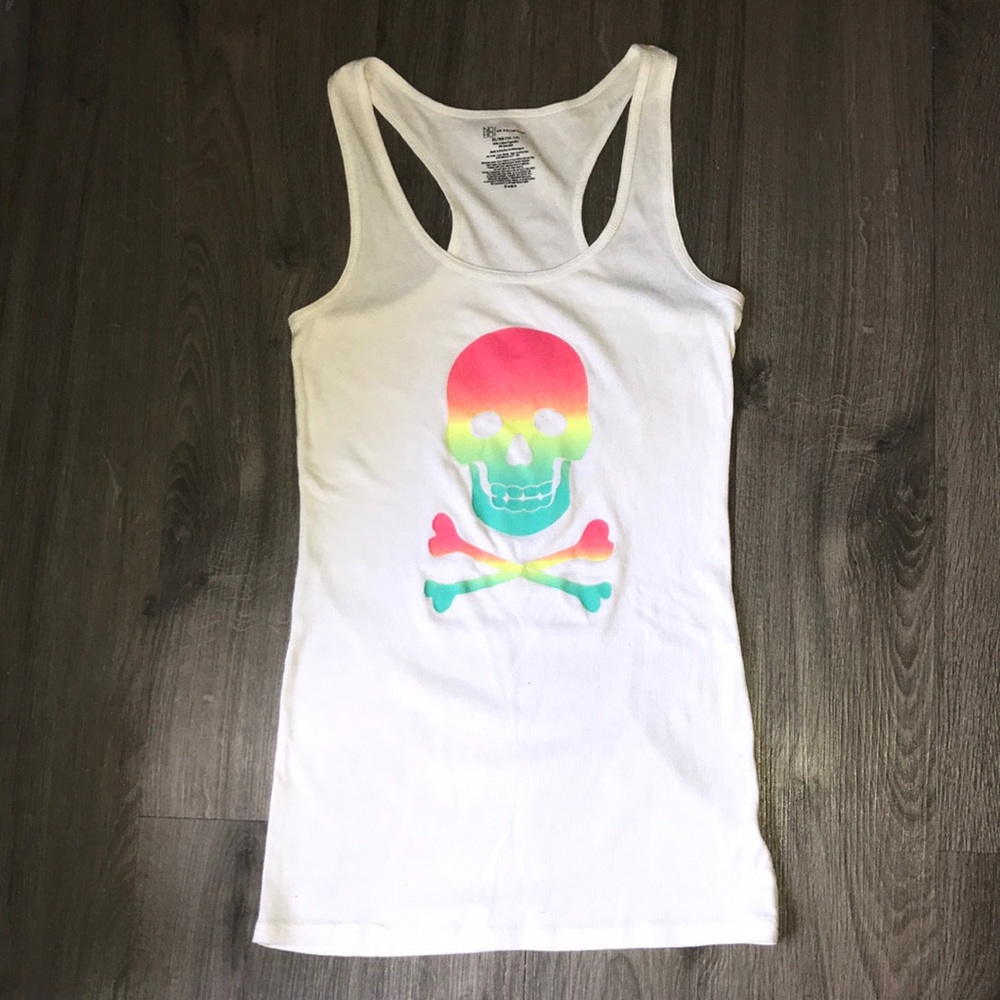 No Boundaries Tie-Dye Crossbone Skull, Ribbed Tank Top(XL)